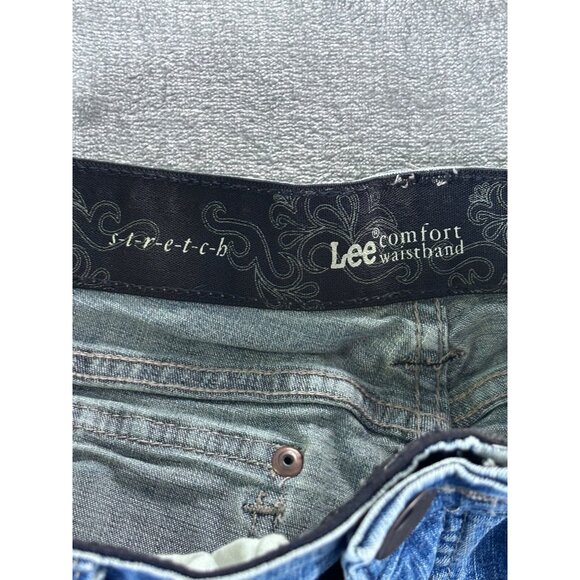 Lee Jeans Women's 14 Short blue light washed denim stretch w/ comfort wasitband - Picture 3 of 9